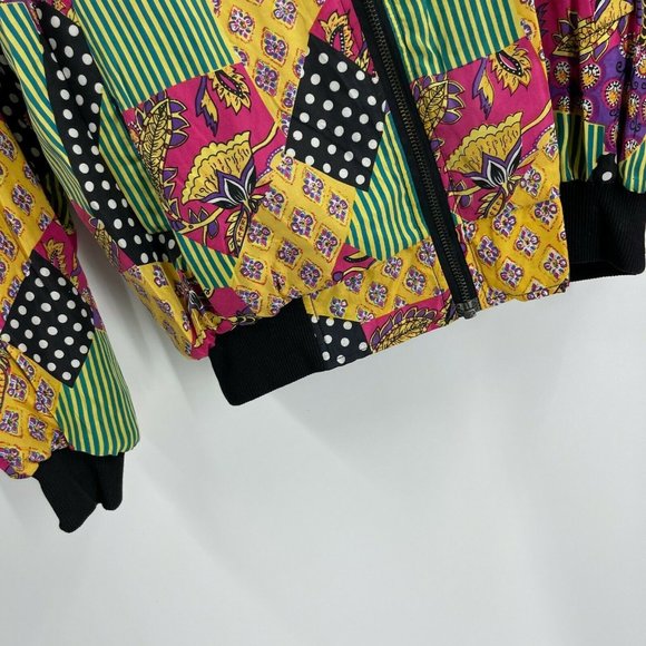 Vintage Carol Horn Workshop Bomber Jacket Multicolor Zip Up Long Sleeve Size S - Picture 4 of 5